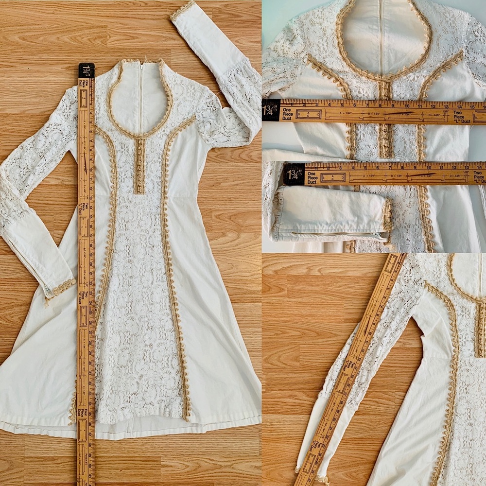 SOLD Short Lace Canvas Vintage Cottage Core Dress - Picture 4 of 14